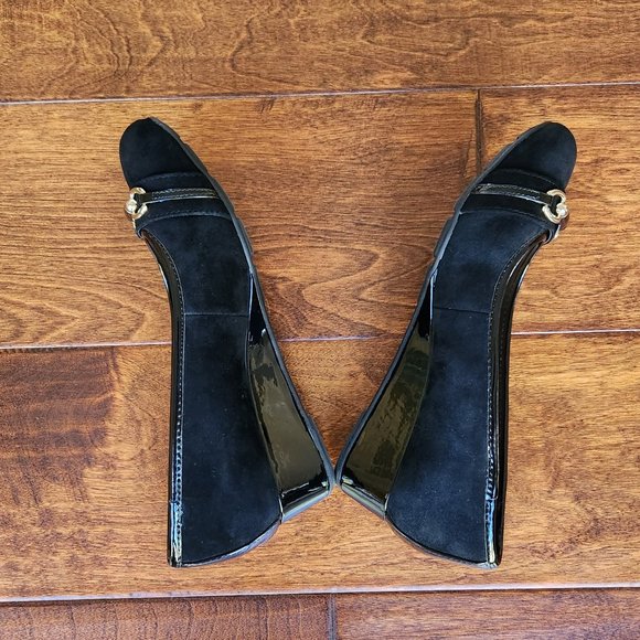 Giani Bernini Eaton Black Suede Slip On Wedge Heels - Size 6.5 - Picture 5 of 16